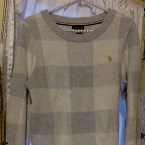 NWOT U.S. Polo Assn. Gray Plaid Pullover Sweater Size M